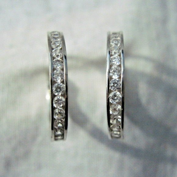 Jewelry - Sterling Silver CZ Hoop Earrings